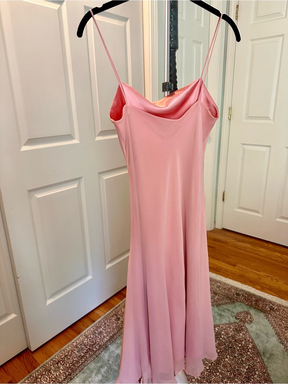 Slip Dress by Laundry Shelli Segal. Coral Silk Beaded Bottom Trim. - Picture 4 of 4